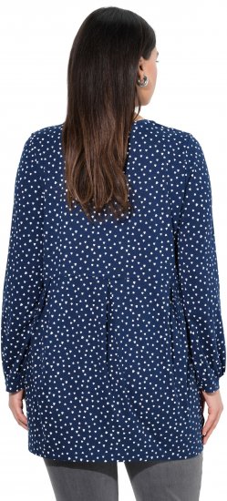Ulla Popken Pleated Confetti Print Long Sleeve Tee Ink Blue - Mintás pólók nőknek - 
