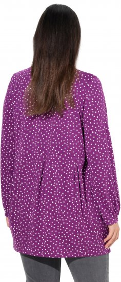 Ulla Popken Pleated Confetti Print Long Sleeve Tee Light Plum - Mintás pólók nőknek - 