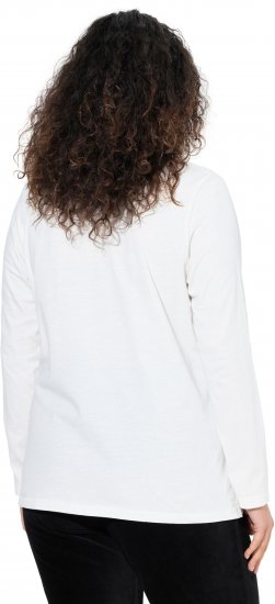 Ulla Popken Motivational Graphic Long Sleeve Tee Off-White - Mintás pólók nőknek - 