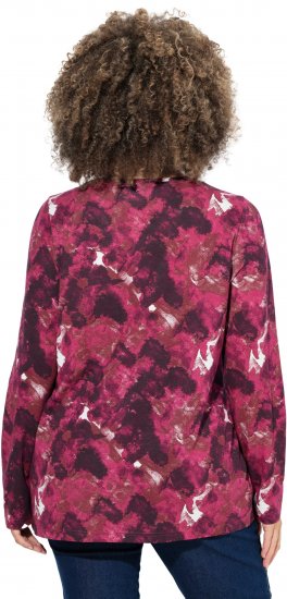 Ulla Popken Abstract Print Long Sleeve Tee Dark Ruby - Mintás pólók nőknek - 