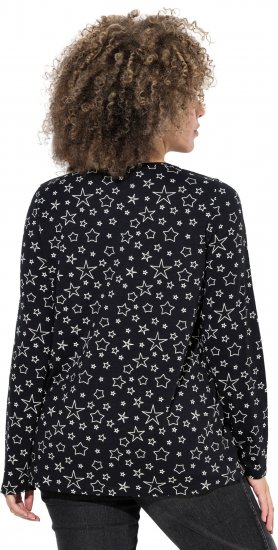Ulla Popken Allover Printed Long Sleeve Tee Black - Mintás pólók nőknek - 