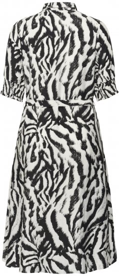 Kaffe Curve Alia Shirt Dress Black Chalk Animal - Midi ruhák - 