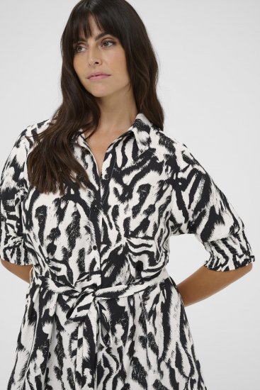 Kaffe Curve Alia Shirt Dress Black Chalk Animal - Midi ruhák - 