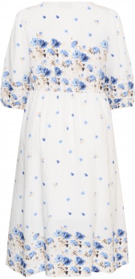 Kaffe Curve Rosa Midi Dress Blue Tones Border Flower - Ruhák - 