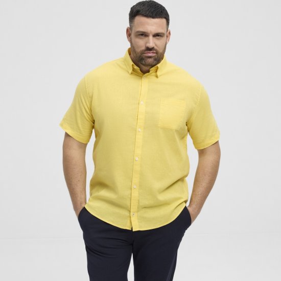 North Latitude Shirt Linen Cotton Short Sleeve Yellow - Ingek - Ingek 2XL-10XL
