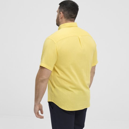 North Latitude Shirt Linen Cotton Short Sleeve Yellow - Ingek - Ingek 2XL-10XL