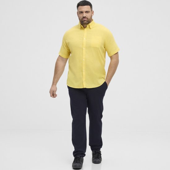 North Latitude Shirt Linen Cotton Short Sleeve Yellow - Ingek - Ingek 2XL-10XL