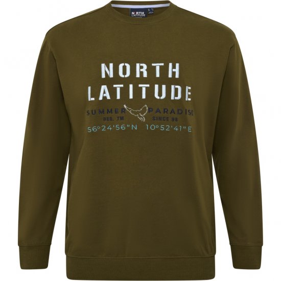 North Latitude Sweatshirt Army Green TALL - FÉRFIRUHÁZAT MT-6XLT - TALL-méretek