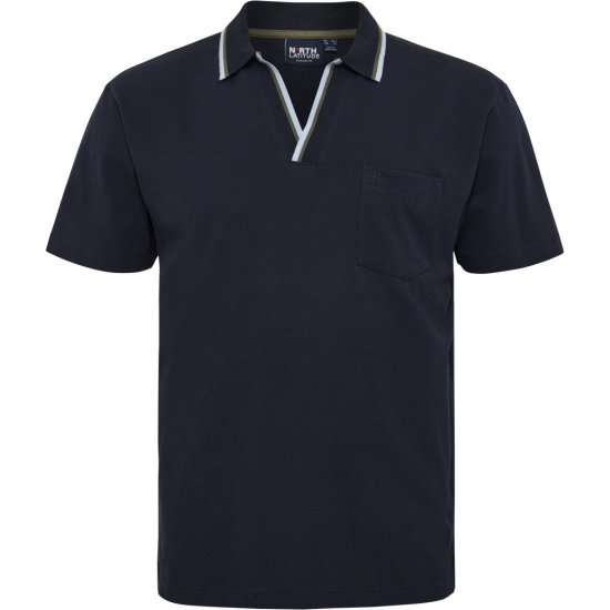 North Latitude Polo Pique V-Neck Navy - Pólóingek - Galléros Pólók 2XL-8XL - Pólóingek 2XL-8XL