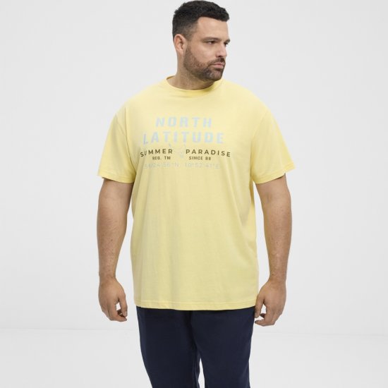 North Latitude T-Shirt Printed Short Sleeve Yellow - Pólók - Nagyméretű pólók - 2XL-14XL