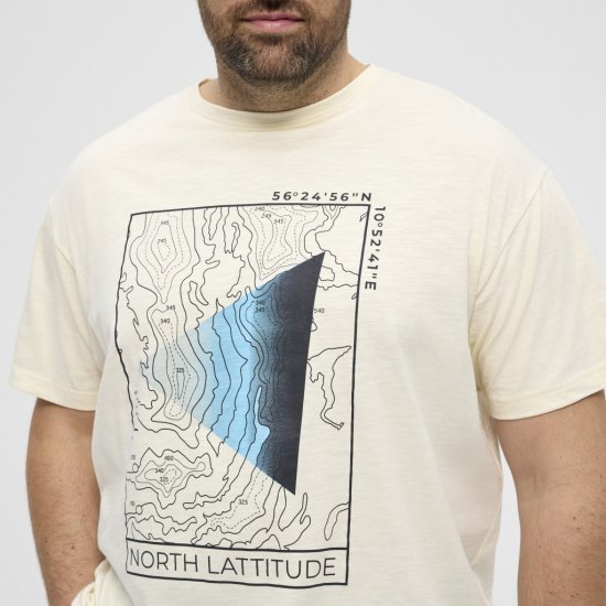 North Latitude T-shirt Printed Short Sleeve Off-White - Pólók - Nagyméretű pólók - 2XL-14XL
