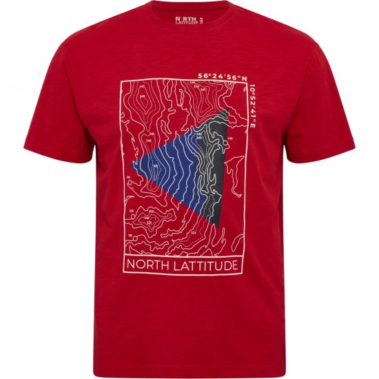 North Latitude T-Shirt Printed Short Sleeve Red - Pólók - Nagyméretű pólók - 2XL-14XL