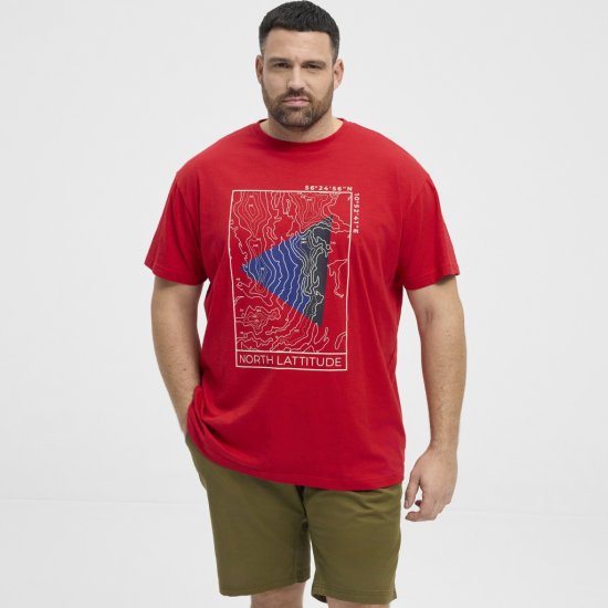 North Latitude T-Shirt Printed Short Sleeve Red - Pólók - Nagyméretű pólók - 2XL-14XL