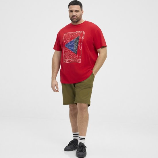 North Latitude T-Shirt Printed Short Sleeve Red - Pólók - Nagyméretű pólók - 2XL-14XL