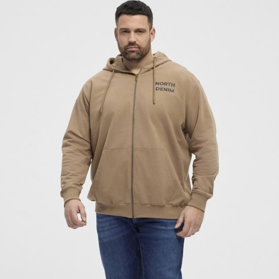 North Latitude Hoodie with Zipper Dark Sand TALL - TALL pulóverek - 