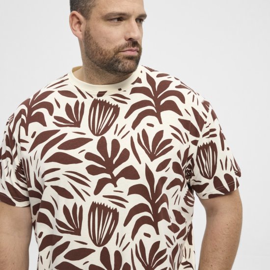 North Latitude T-Shirt Printed Allover Bordeaux - Pólók - Nagyméretű pólók - 2XL-14XL