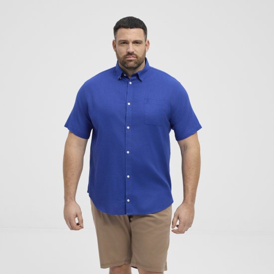 North Latitude Shirt Linen Cotton Short Sleeve Blue - Ingek - Ingek 2XL-10XL