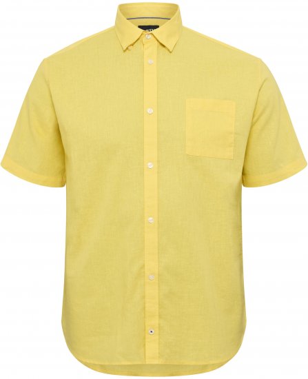 North Latitude Shirt Linen Cotton Short Sleeve TALL Yellow - FÉRFIRUHÁZAT MT-6XLT - TALL-méretek