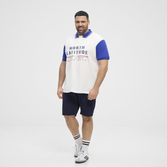 North Latitude Polo Short Sleeve Blue And White - Pólóingek - Galléros Pólók 2XL-8XL - Pólóingek 2XL-8XL