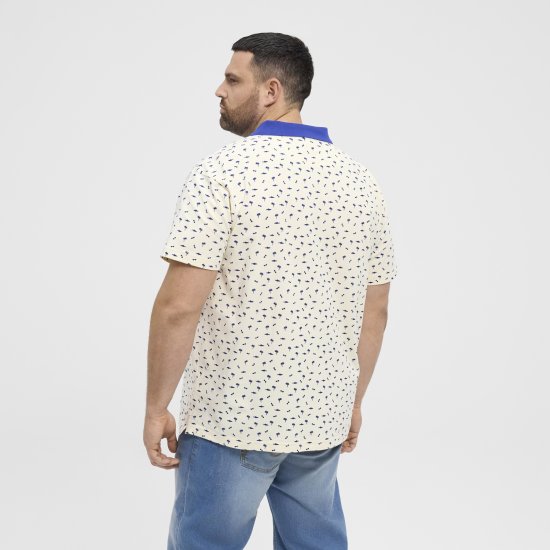North Latitude Polo Pique Printed Off-White TALL - FÉRFIRUHÁZAT MT-6XLT - TALL-méretek