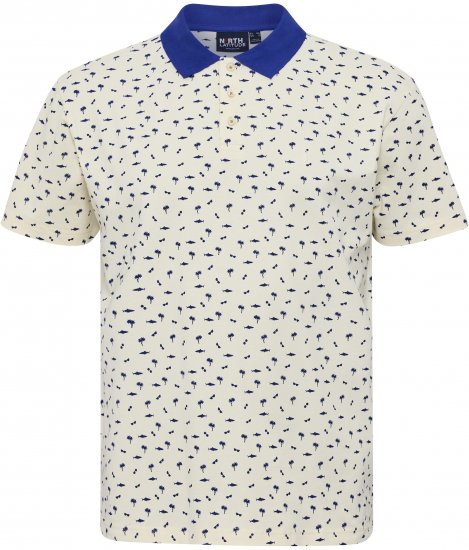 North Latitude Polo Pique Printed Off-White - Pólóingek - Galléros Pólók 2XL-8XL - Pólóingek 2XL-8XL