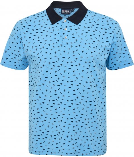 North Latitude Polo Pique Printed Turquoise TALL - FÉRFIRUHÁZAT MT-6XLT - TALL-méretek
