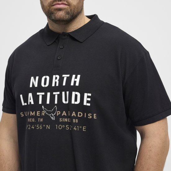North Latitude Polo Pique Short Sleeve Black - Pólóingek - Galléros Pólók 2XL-8XL - Pólóingek 2XL-8XL