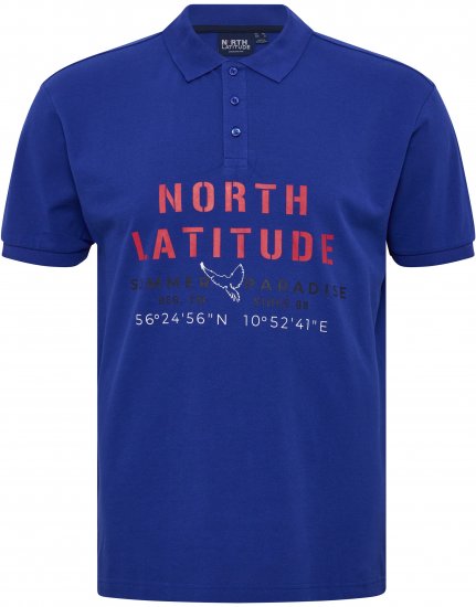 North Latitude Polo Pique Print Short Sleeve Cobalt Blue - Pólóingek - Galléros Pólók 2XL-8XL - Pólóingek 2XL-8XL