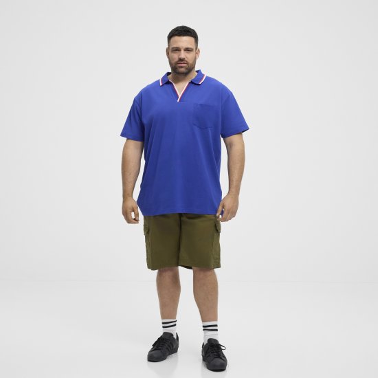 North Latitude Polo Pique V-Neck Blue - Pólóingek - Galléros Pólók 2XL-8XL - Pólóingek 2XL-8XL