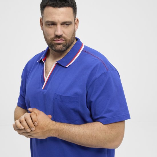 North Latitude Polo Pique V-Neck Blue - Pólóingek - Galléros Pólók 2XL-8XL - Pólóingek 2XL-8XL