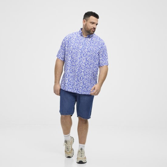 North Latitude Shirt Denim Printed Allover Blue - Ingek - Ingek 2XL-10XL