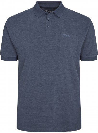 North Latitude Polo Short Sleeve Blue Melange TALL - FÉRFIRUHÁZAT MT-6XLT - TALL-méretek