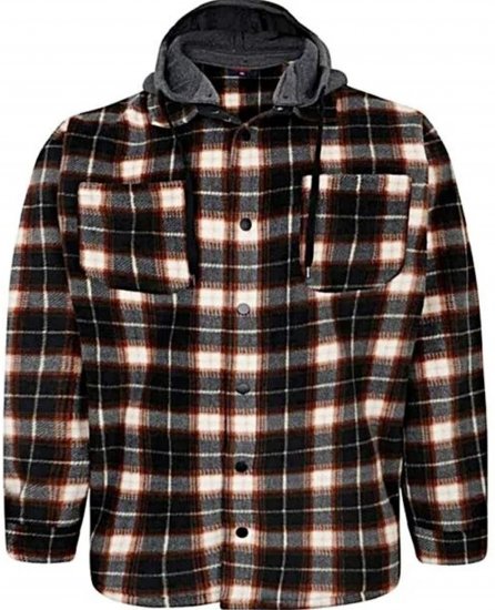 Espionage Fleece Shirt Jacket with Removable Hood Black - Kabátok - Nagyméretű Kabátok - 2XL-8XL