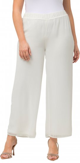Ulla Popken Layered Chiffon Wide Leg Pants White - Női Farmer & Nadrágok Nagy Méretekben – Plus Size - 