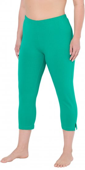 Ulla Popken Basic Stretch Knit Capris Green - Női Farmer & Nadrágok Nagy Méretekben – Plus Size - 