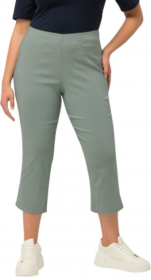 Ulla Popken Stretch Basic Bengaline Capri Pants Light Moss Green - Női Farmer & Nadrágok Nagy Méretekben – Plus Size - 