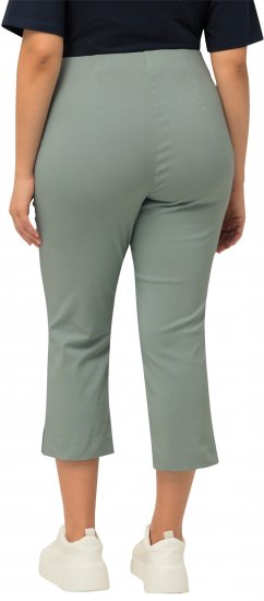 Ulla Popken Stretch Basic Bengaline Capri Pants Light Moss Green - Női Farmer & Nadrágok Nagy Méretekben – Plus Size - 