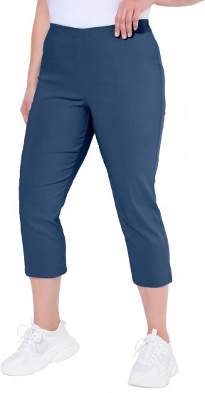 Ulla Popken Stretch Basic Bengaline Capri Pants Denim Blue - Női Farmer & Nadrágok Nagy Méretekben – Plus Size - 