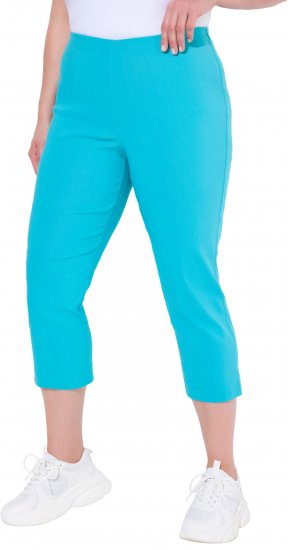 Ulla Popken Stretch Basic Bengaline Capri Pants Deep Aqua - Női Farmer & Nadrágok Nagy Méretekben – Plus Size - 