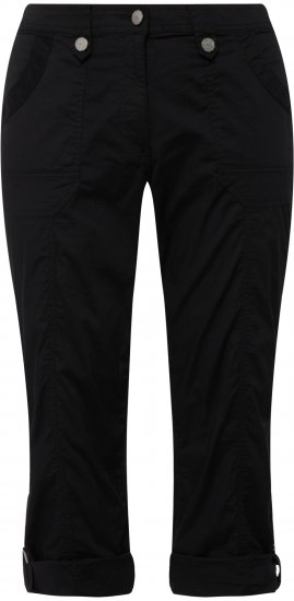 Ulla Popken Roll Tab Hem Stretch Cargo Pants Black - Női Farmer & Nadrágok Nagy Méretekben – Plus Size - 