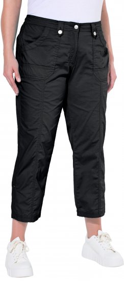 Ulla Popken Roll Tab Hem Stretch Cargo Pants Black - Női Farmer & Nadrágok Nagy Méretekben – Plus Size - 