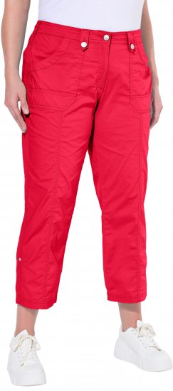 Ulla Popken Roll Tab Hem Stretch Cargo Pants Red - Női Farmer & Nadrágok Nagy Méretekben – Plus Size - 