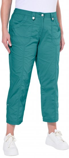 Ulla Popken Roll Tab Hem Stretch Cargo Pants Teal - Női Farmer & Nadrágok Nagy Méretekben – Plus Size - 