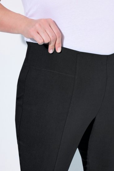 Ulla Popken Bengaline Elastic Waist Stretch Capri Pants Black - Szövetnadrágok - Női bő szárú szövetnadrágok