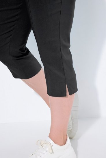 Ulla Popken Bengaline Elastic Waist Stretch Capri Pants Black - Szövetnadrágok - Női bő szárú szövetnadrágok