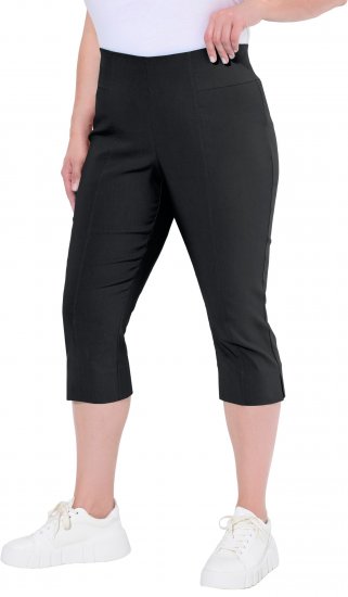 Ulla Popken Bengaline Elastic Waist Stretch Capri Pants Black - Női Farmer & Nadrágok Nagy Méretekben – Plus Size - 