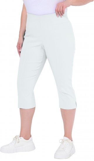 Ulla Popken Bengaline Elastic Waist Stretch Capri Pants Snow White - Női Farmer & Nadrágok Nagy Méretekben – Plus Size - 