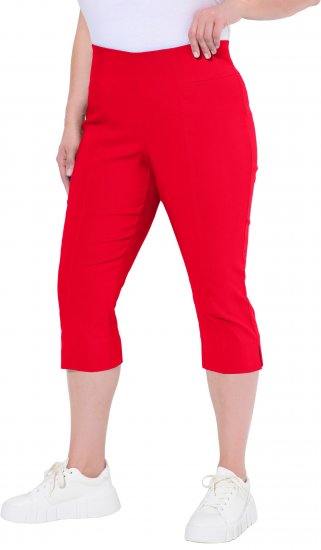 Ulla Popken Bengaline Elastic Waist Stretch Capri Pants Red - Női Farmer & Nadrágok Nagy Méretekben – Plus Size - 