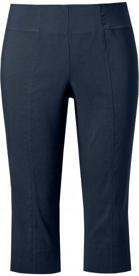 Ulla Popken Bengaline Elastic Waist Stretch Capri Pants Navy Blue - Női Farmer & Nadrágok Nagy Méretekben – Plus Size - 