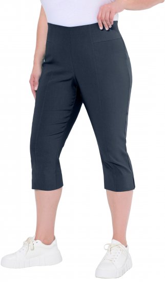Ulla Popken Bengaline Elastic Waist Stretch Capri Pants Navy Blue - Női Farmer & Nadrágok Nagy Méretekben – Plus Size - 